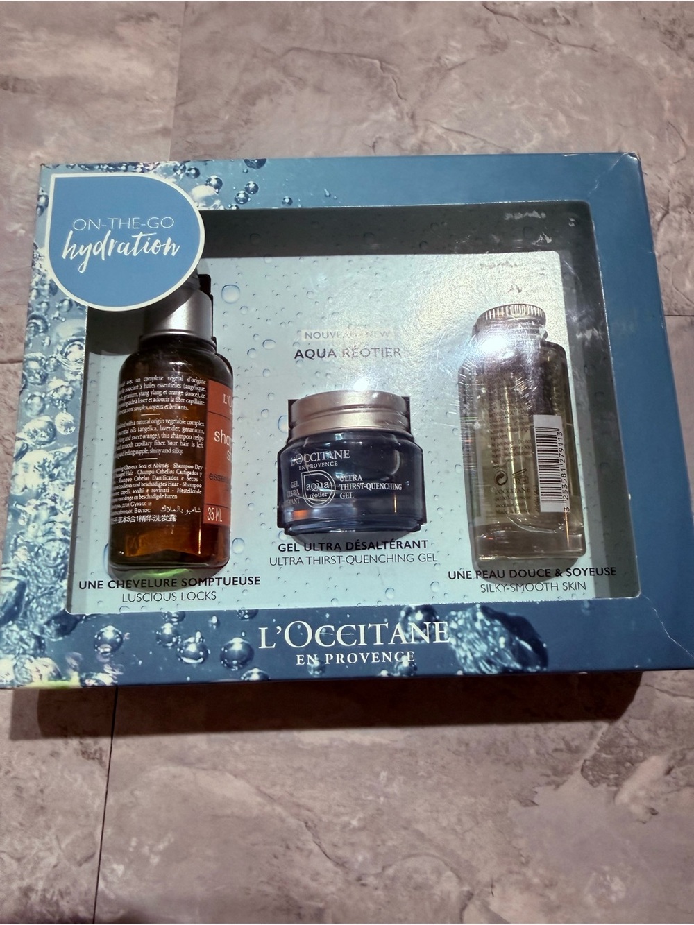 L'Occitane On-The-Go Hydration Set: Aqua Rรฉotier Gel, Shampoo & Body Oil